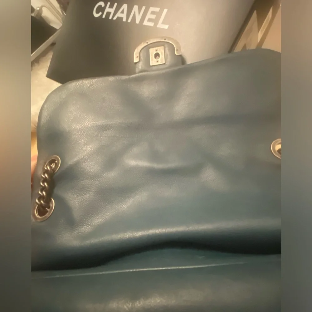 CHANEL Dark Green Quilted Shoulder Bag